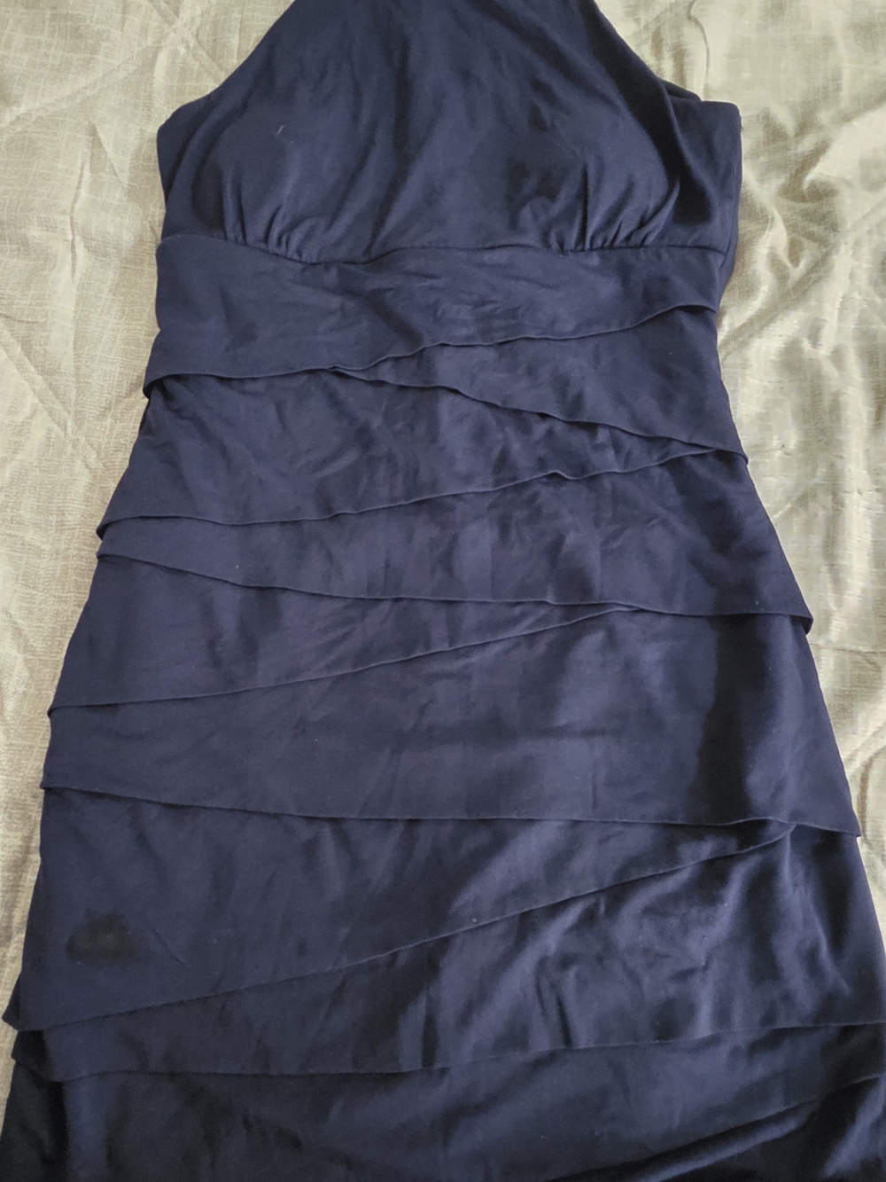 Honey and Rosie One-Shoulder Navy Layered Dress